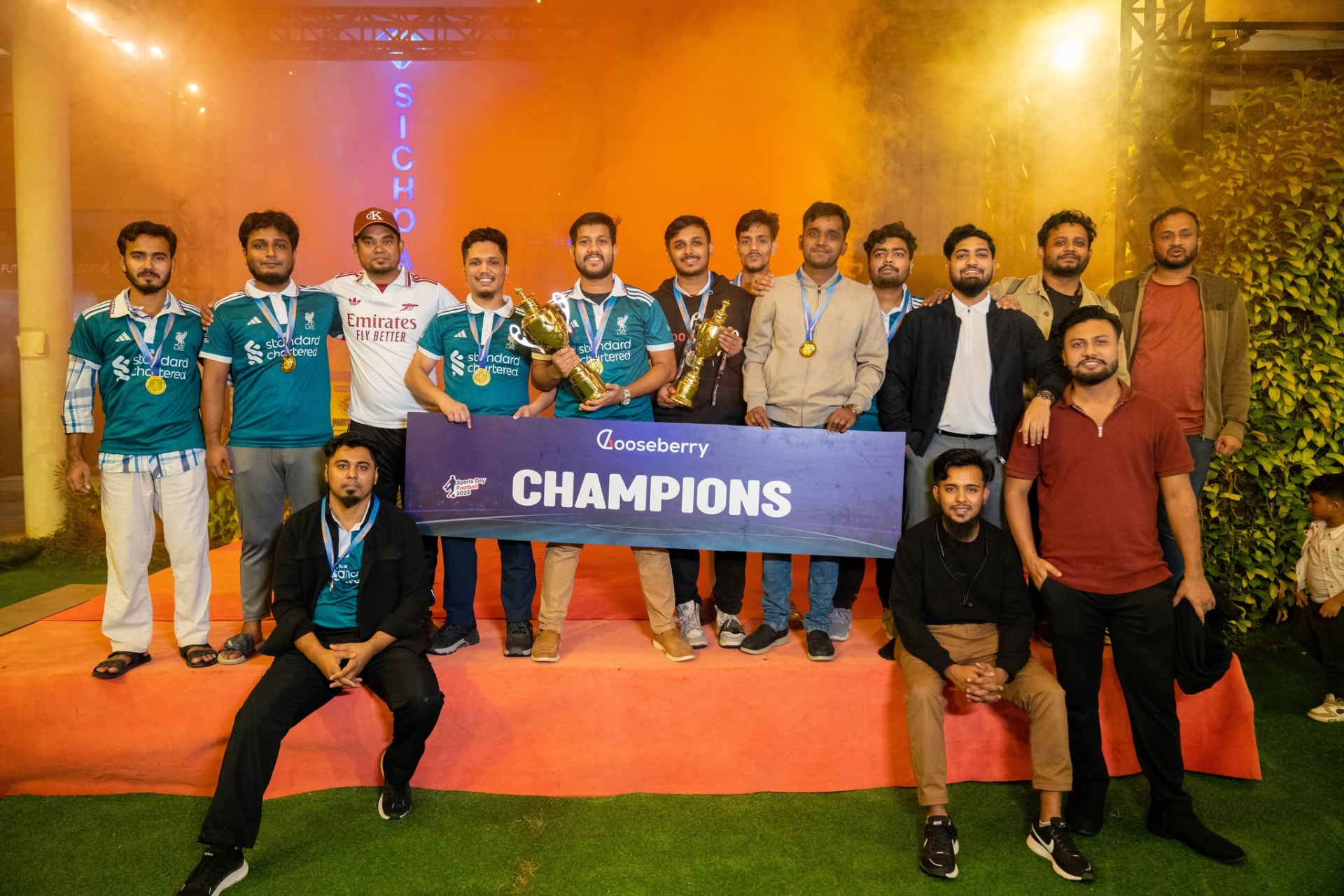 Gooseberry team celebrating a sports day win